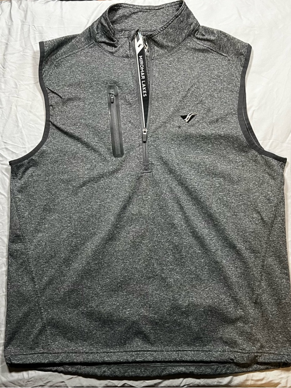 Men's Gray Performance Quarter-Zip‎ Golf Vest